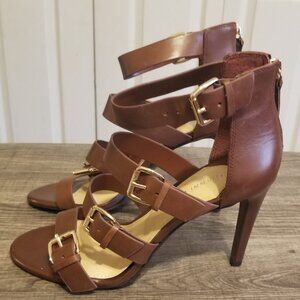 Gianni Bini Maxene Womens Brown Leather High Heel Sandals Size 10